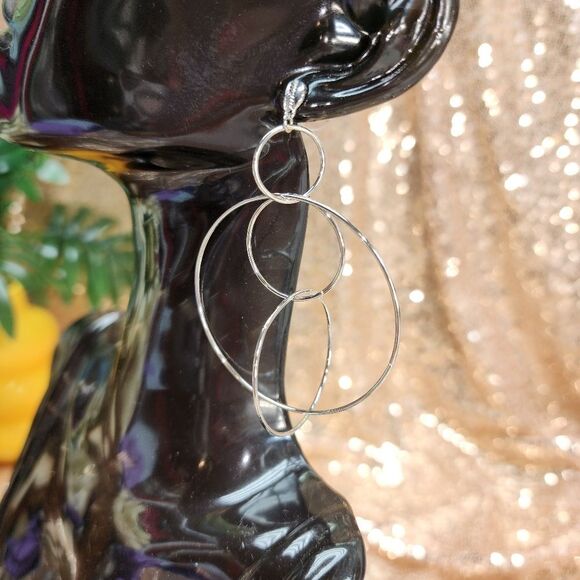 New Marlyn Schiff Drop Statememt Earrings - Silver Toned - Picture 5 of 7